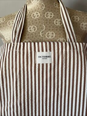 Sézane "Octobre" Striped Canvas Tote Bag
